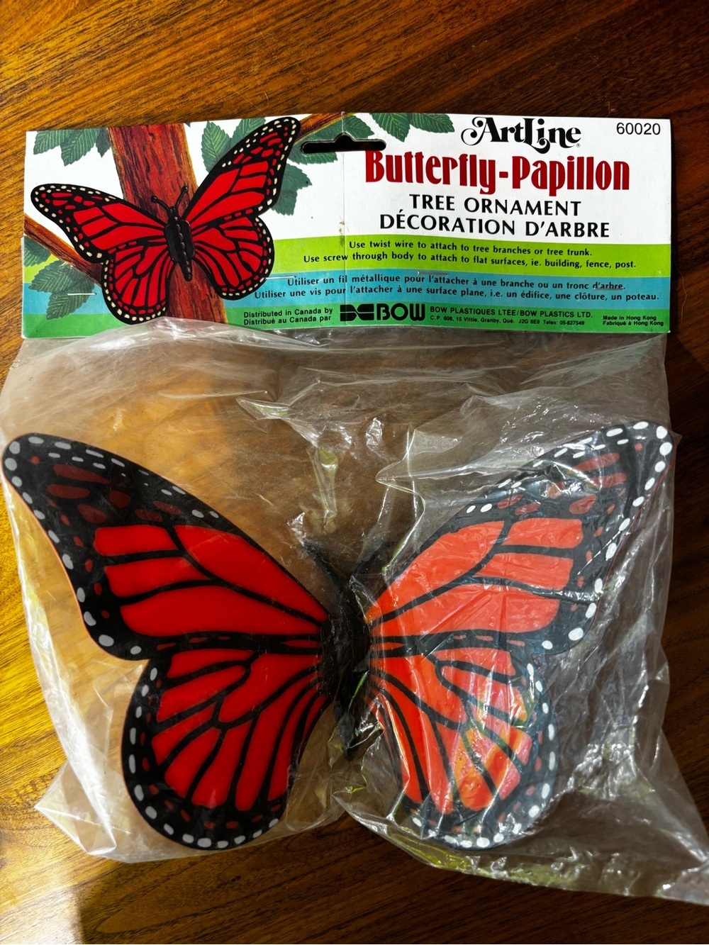Vintage 1983 Artline Monarch Butterfly Tree Ornaments Set of 2 NOS Retro - Picture 2 of 7